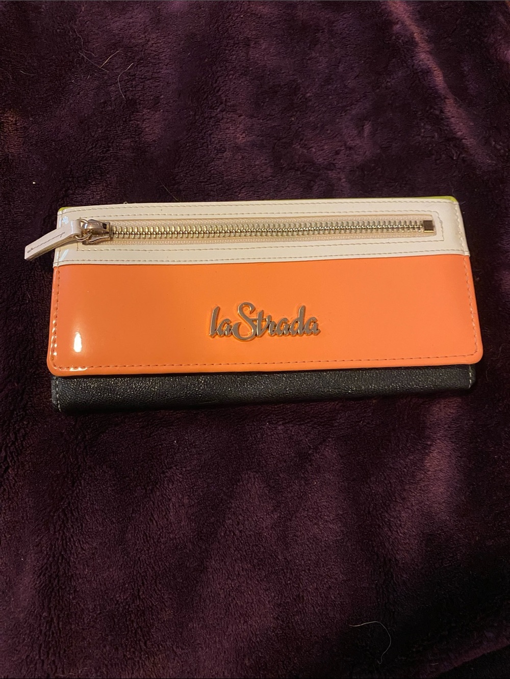 Strada Orange and Cream Tri-Panel Women's Wallet